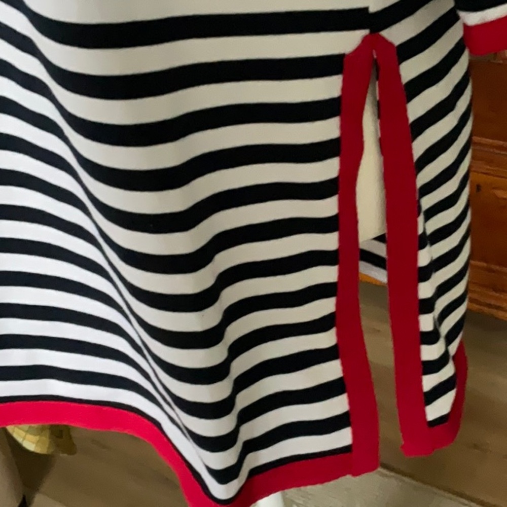Gretchen Scott Blue, White and Red Classic Coastal Striped Tunic Size L Nautical - Picture 5 of 10